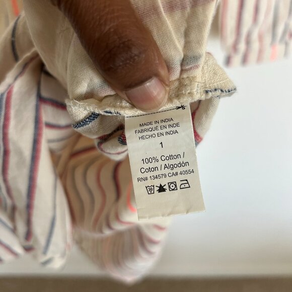 Sundry Coverup Striped Cotton Size 4/6 Tie-Neck Long Sleeve Tunic Loose S - Picture 3 of 8